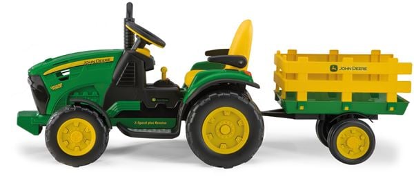 Peg Perego John Deere 12v Ground Force Ride On Tractor With Trailer