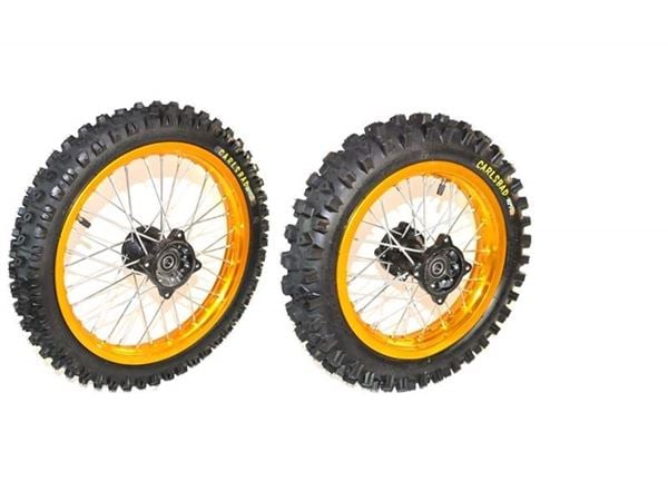 Pit Bike Wheels 14/12 Inch KENDA Tyres Gold Alloy Rim