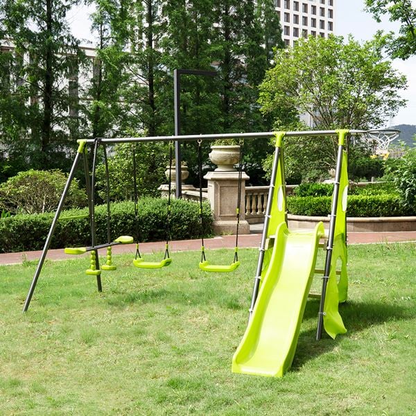 MAX PLAYSET: Multi-Child Large Swing & Slide Set 4m x 1.4m x 1.8m Outdoor Set