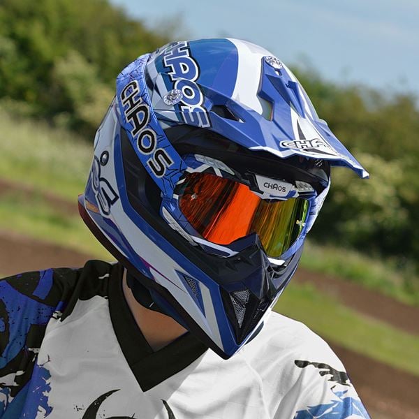 Chaos Kids Motocross Crash Helmet Blue