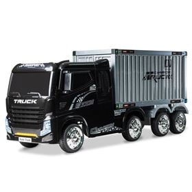 HGV Container Truck And Trailer Black Electric Ride On Lorry