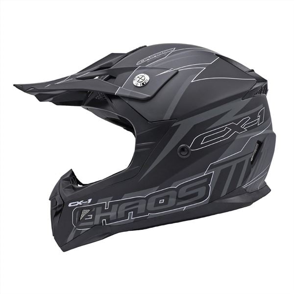 Chaos CX-1 Adult Motocross Crash Helmet Matt Black
