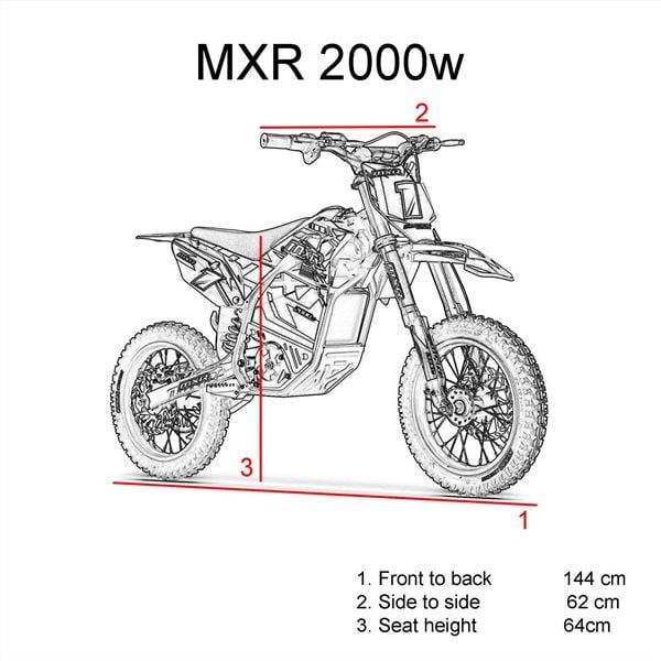 FunBikes MXR 2000w 60v Lithium Electric Motorbike 64cm Kids MX Dirt Bike