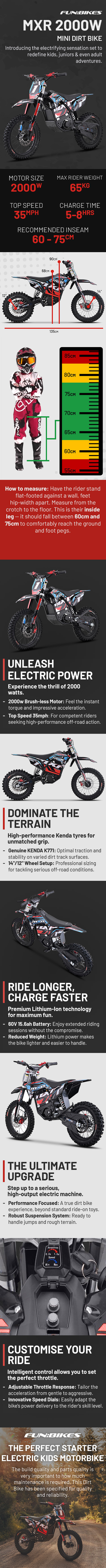 FunBikes MXR 2000w 60v Li 14/12 68cm Blue MX Electric Dirt Bike