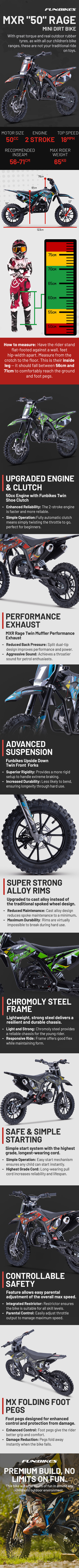 FunBikes MXR "50" Rage 10/10 61cm Premium Red Kids Dirt Bike