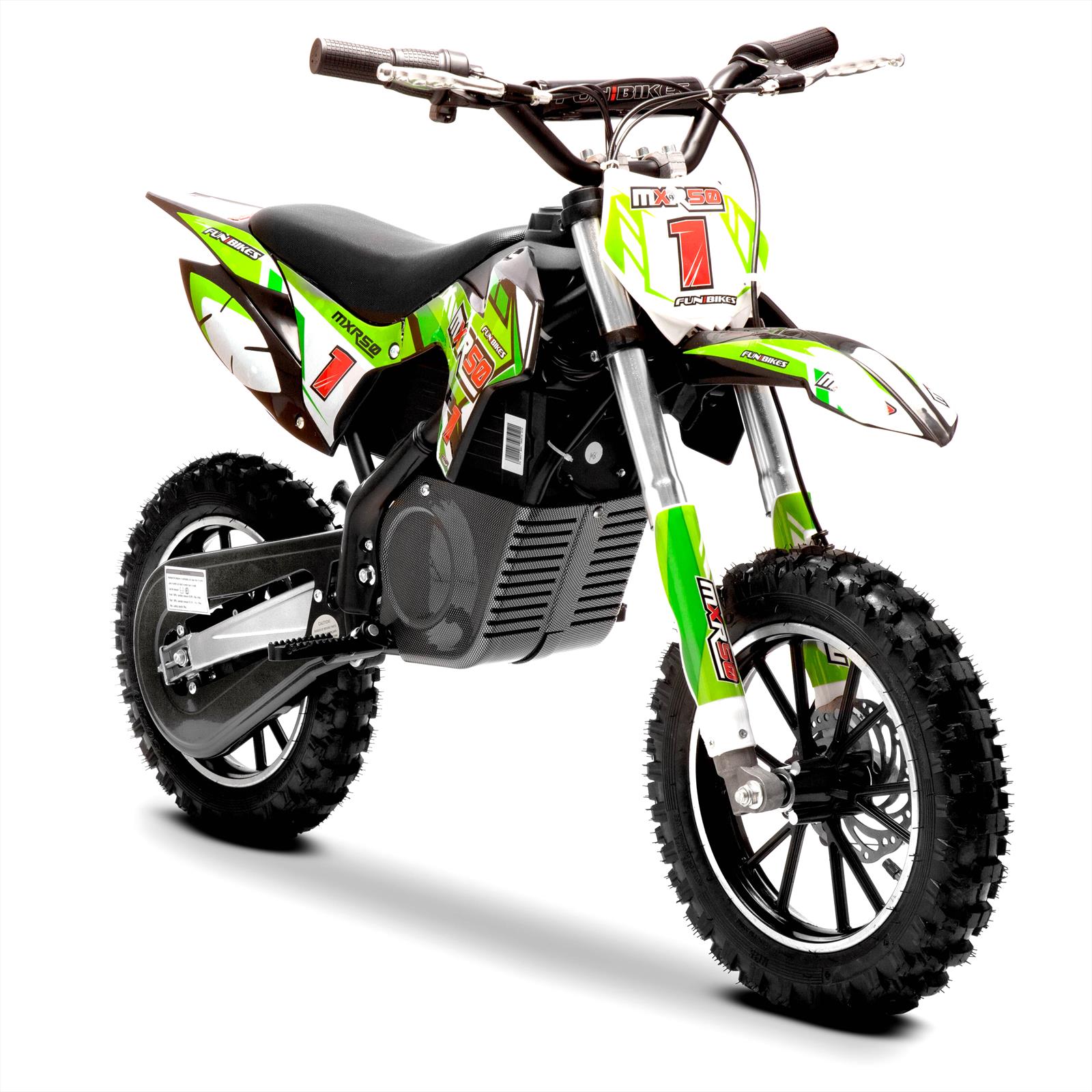 FunBikes MXR 500w Lithium Electric Motorbike 61cm Green/Black Kids Dirt