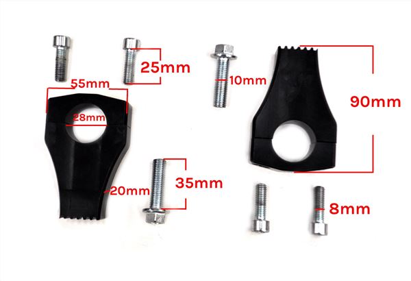 Pit Bike 28mm Fatbar Clamps Black