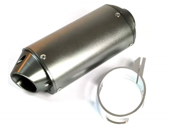 Pit Bike Grey CNC End Can 38mm Silencer