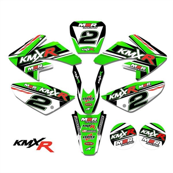 M2R KMX-R 125 Pit Bike Black Plastics Green Stickers