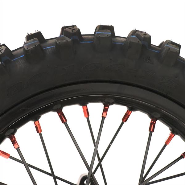 M2R RF160 S2 Pit Bike Rear 12" Wheel Black Spokes Red Nipples
