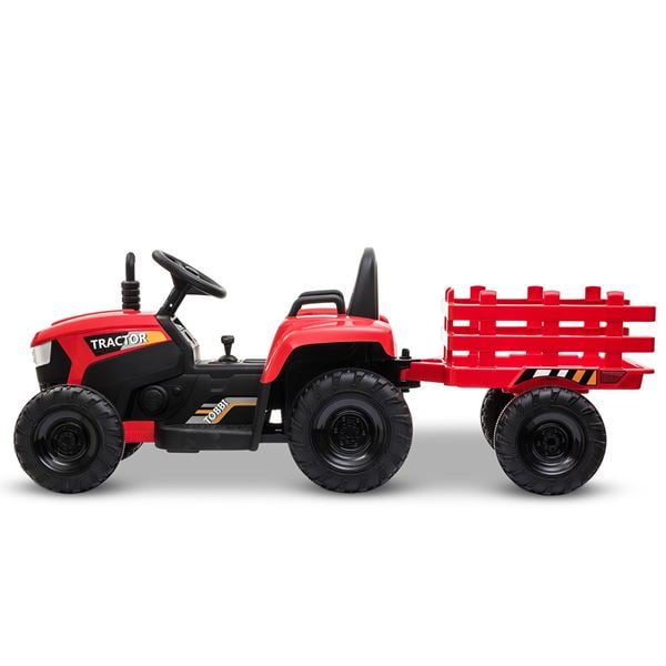 Tobbi 12v Ride On Red Tractor And Trailer