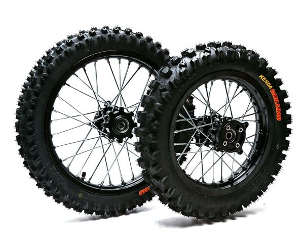 Pit Bike Black CNC Wheels Kenda Tyres SDG Hub 14" 12"