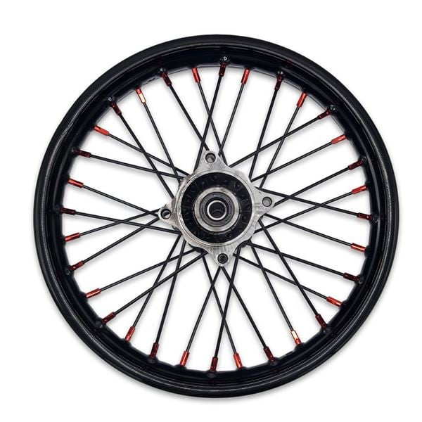 M2R RF160 S2 Pit Bike Rear 14" Rim Black Spokes Red Nipples