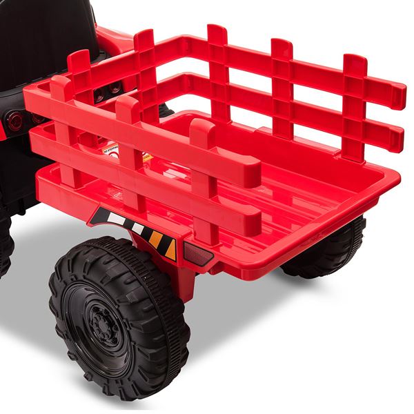 Tobbi 12v Ride On Red Tractor And Trailer