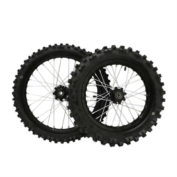 Pit Bike Black CNC Wheel Set with Kenda Tyres & SDG Hubs - 17''F / 14''R