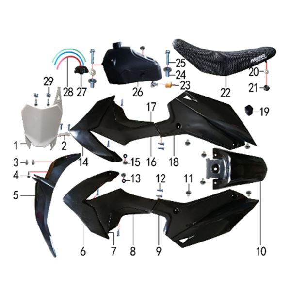 M2R KXF125 Right Side Black Middle Plastic