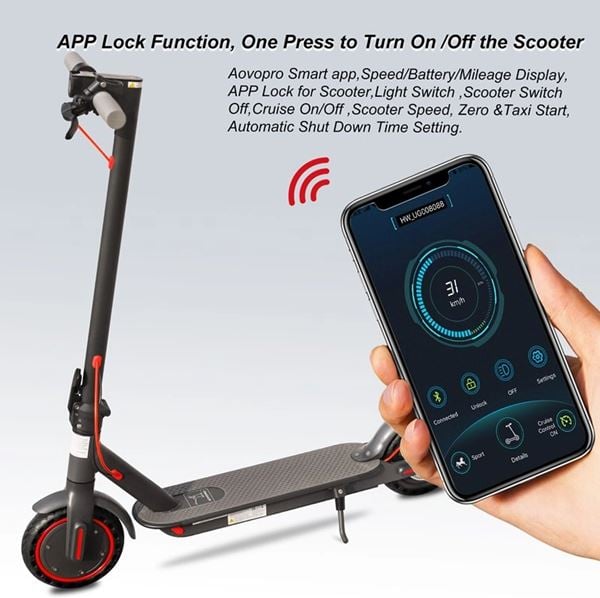 AOVOPRO ES80 350W 36v IP65 Black Electric Scooter