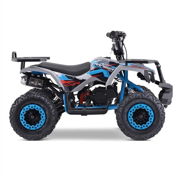 Funbikes Ranger 50cc Nardo Grey/Blue Kids 2024 Premium Petrol Mini Quad Bike