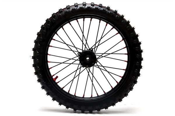 M2R RF125 S2 Pit Bike Front 17" Wheel Black Spokes Red Nipples