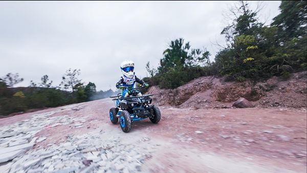 Funbikes Ranger 50cc Premium Nardo Grey Blue Kids Mini Petrol Quad Bike