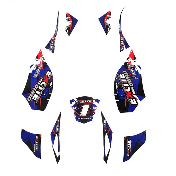 FunBikes Excite 50cc Mini Quad Sticker Set Dark Blue