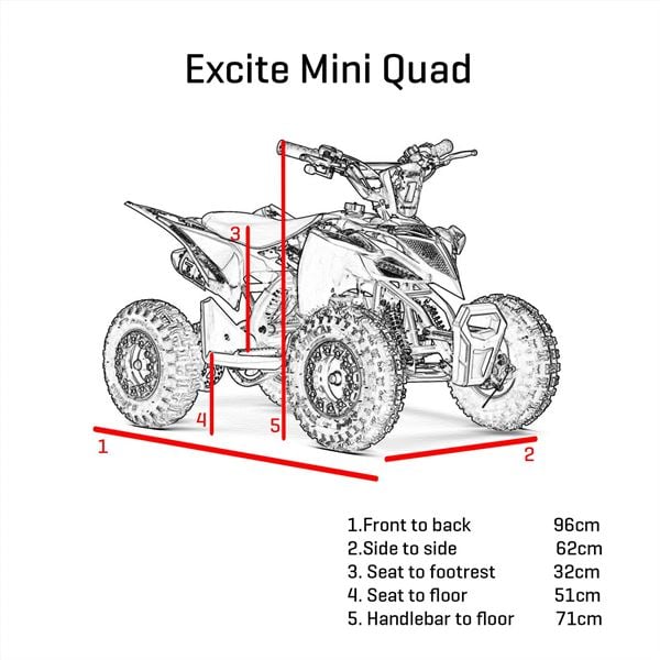 Excite 1000w Red Kids 2023 Premium Electric Mini Quad Bike 
