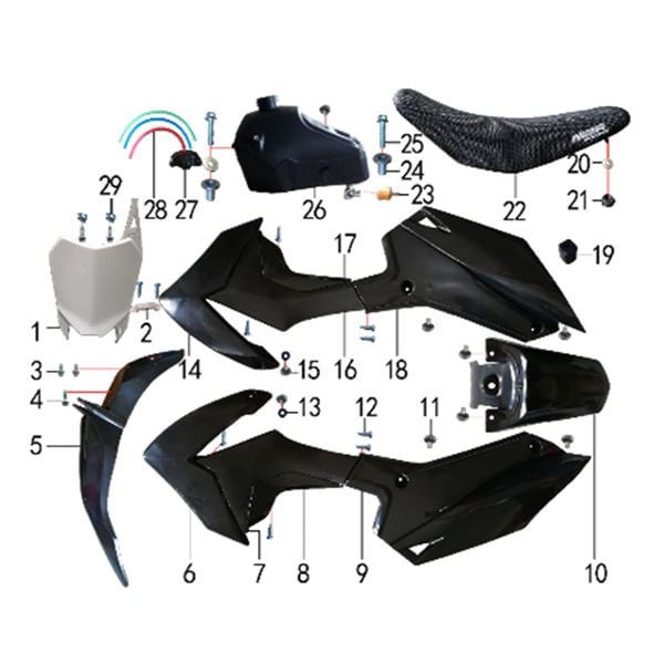 M2R KXF125 Pit Bike Left Side Black Middle Plastic