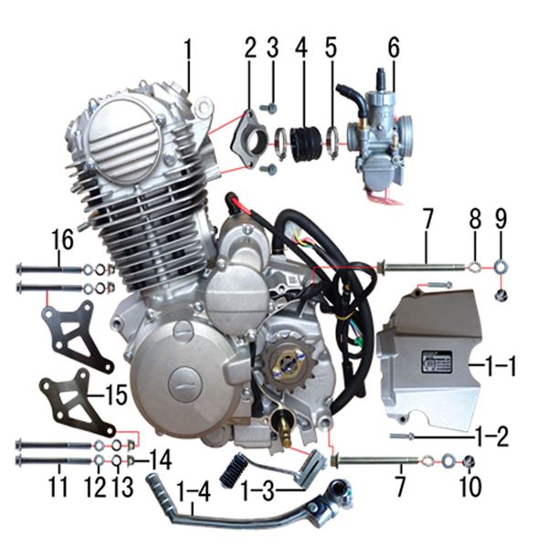 M2R M1 250cc Dirt Bike Engine To Carb Manifold Intake Bolt