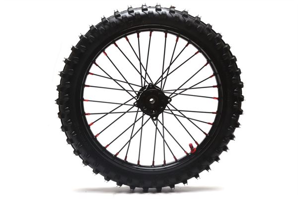 M2R RF125 S2 Pit Bike Front 17" Wheel Black Spokes Red Nipples
