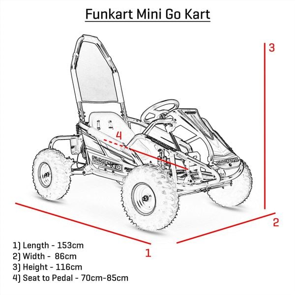 FunBikes Funkart Pro 1000w 48v 12ah SLA Red Kids Electric Go Kart