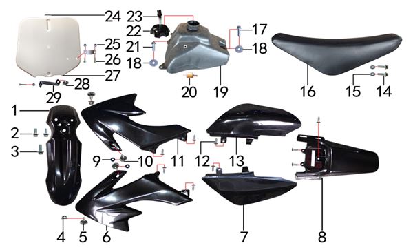 M2R KX110F Pit Bike Right Tank Scoop Black