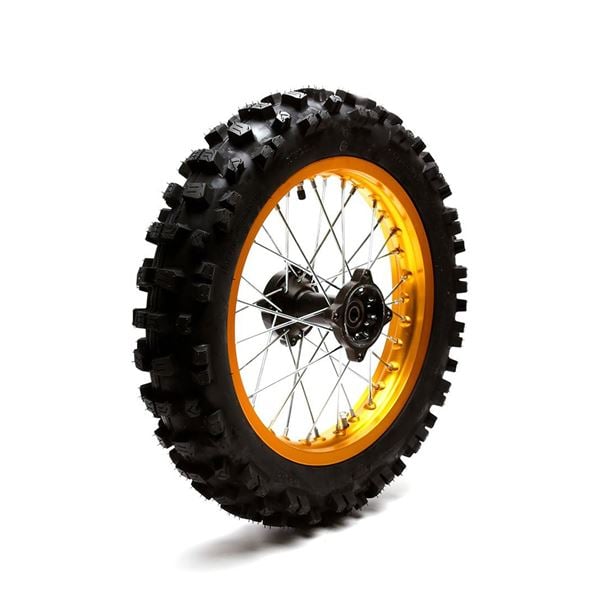 Pit Bike 12" Gold Rear Wheel with 12 Inch Tyre