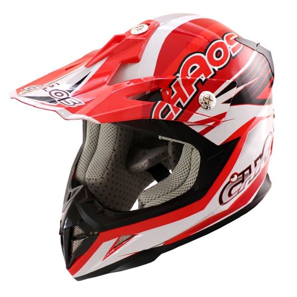 Chaos Kids Motocross Crash Helmet Red
