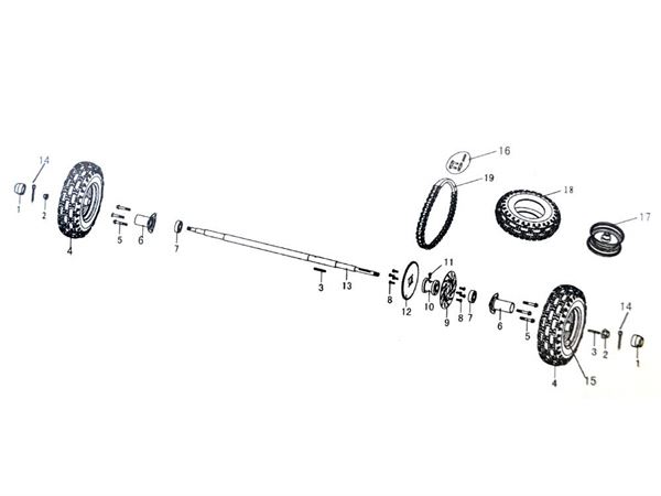 Funbikes Shark 50 Rear Axle 14-1101-00