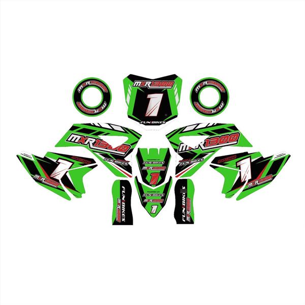 FunBikes MXR1300 Electric Dirt Bike Green Sticker Kit