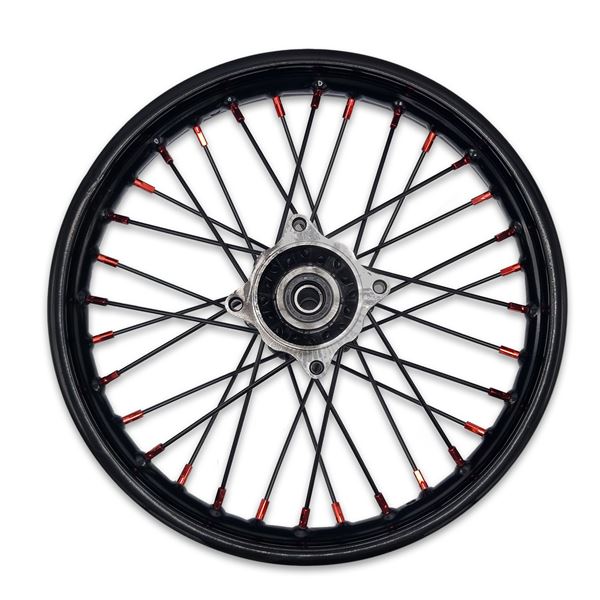 M2R RF125 S2 Pit Bike Rear 14" Rim Black Spokes Red Nipples