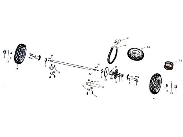 Funbikes GT80 Left Rear Wheel Assy - 6.100.316