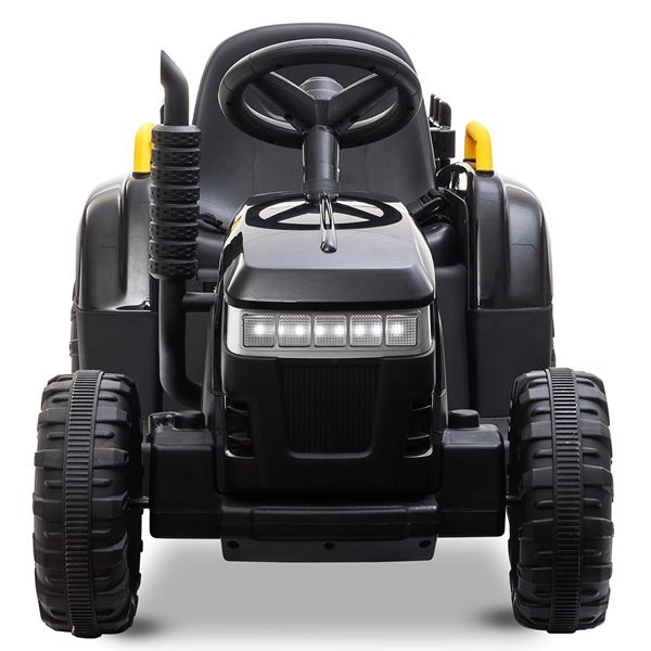 Tobbi 12v Ride On Black Tractor And Trailer