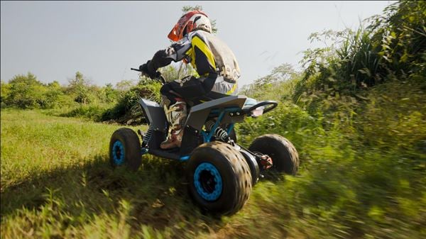FunBikes T-Max Roughrider 2025 1100w 36v Nardo Grey/Blue Kids Midi Electric Quad Bike 35km/h