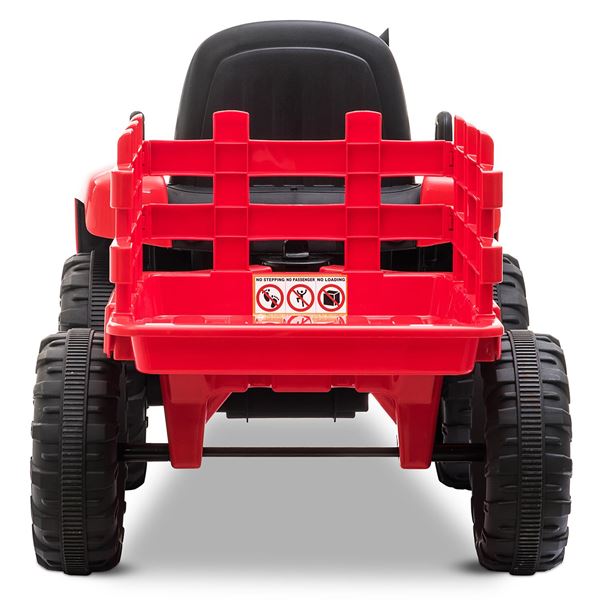 Tobbi 12v Ride On Red Tractor And Trailer