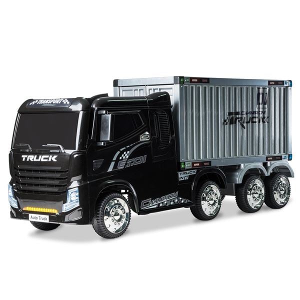 HGV Container Truck And Trailer 4WD 12V Battery Black Ride On Lorry
