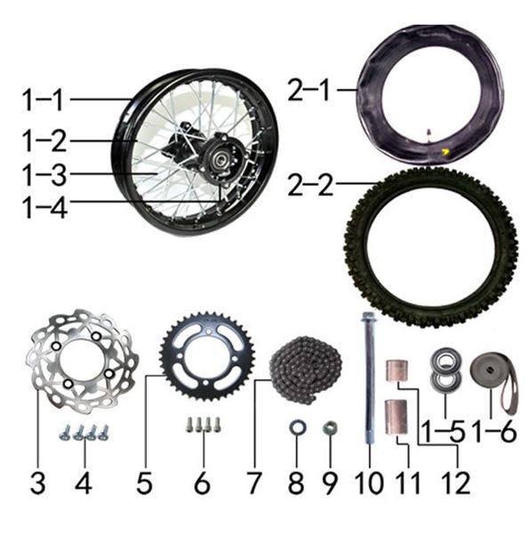 M2R KX110F Pit Bike Rear 12 Inch Tyre