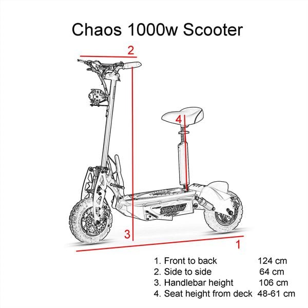 Chaos 48v 1000w Hub Drive Off Road Black Adult Electric Scooter