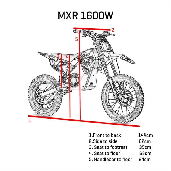 FunBikes MXR 1600w 48v Lithium Electric Motorbike 14/12 68cm Green Kids Dirt Bike