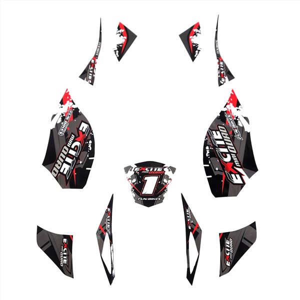 FunBikes Excite 1000w Mini Quad Sticker Set Black