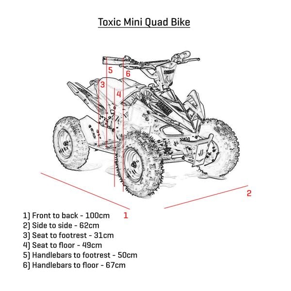 FunBikes Toxic 800w Black Red Kids Electric Mini Quad Bike