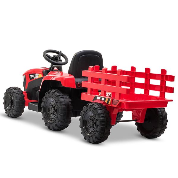 Tobbi 12v Ride On Red Tractor And Trailer