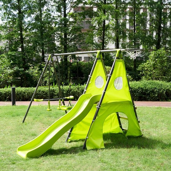 MAX PLAYSET: Multi-Child Large Swing & Slide Set 4m x 1.4m x 1.8m Outdoor Set