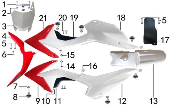 M2R RF125 S2 CRF110 Pit Bike White LHS Rear Plastic Panel