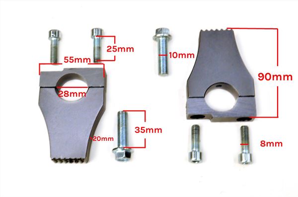 Pit Bike Alloy Grey 28mm Fatbar Handlebar Clamps 